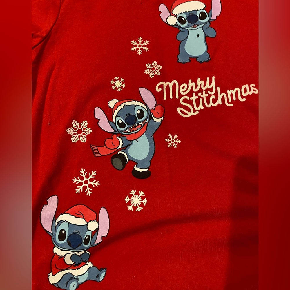 Girls Long Sleeved Stitch Christmas Theme w/ Glitter Script